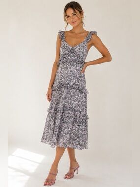 O.P.T x Tuckernuck | Ingrid Floral Ruffle Midi Dress - Size Large